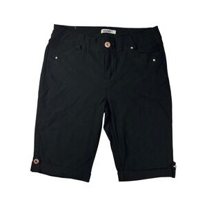 QQMY Womens Black‎ Bermuda Shorts Size 15 Rose Gold Hardware Stretch Cotton